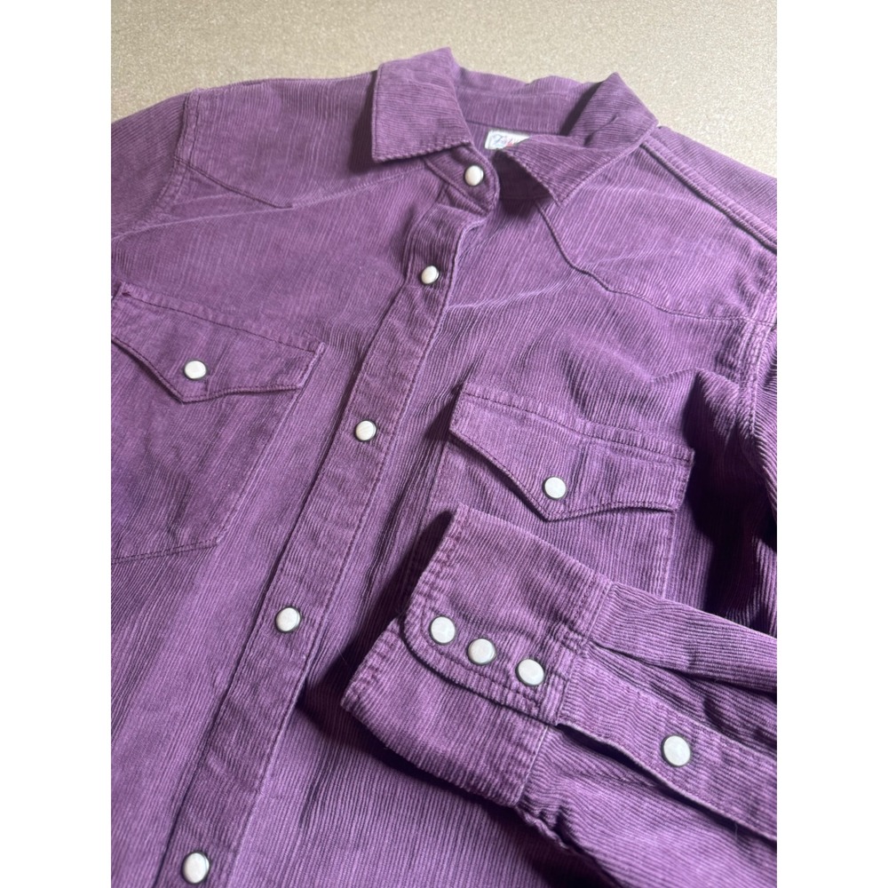 Faherty Purple Organic Cotton Corduroy Western Snap Front Shirt Womens Small